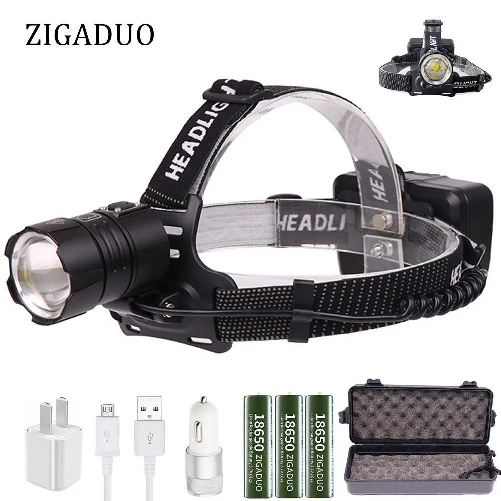 

XHP70.2 50000lm Powerful Led Head Lamp Headlamp Headlight Zoom Head Flashlight Torch Lantern 7800mah 18650 battery for Fishing