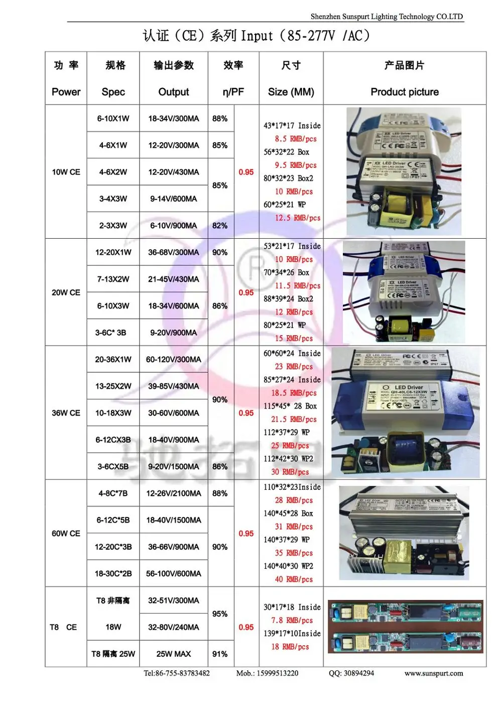 2018 Product price03 list
