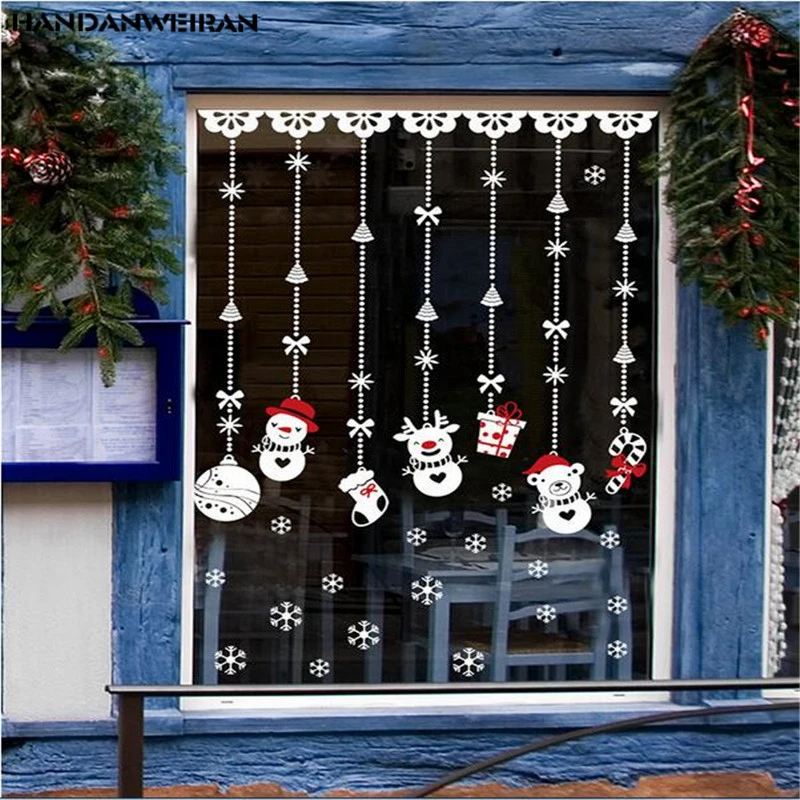

1Piece Christmas Snowman Glass Home Self-adhesive Paper Christmas Holiday Sticker Charm Wall Sticker Shop Window Hanging