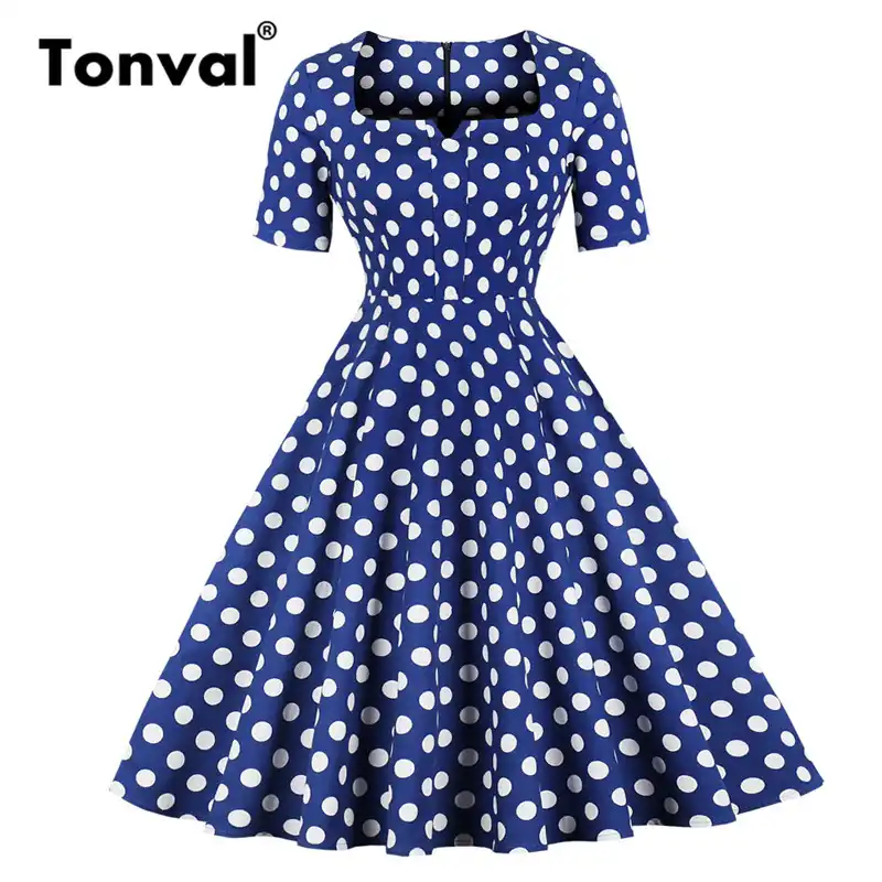 blue polka dot summer dress