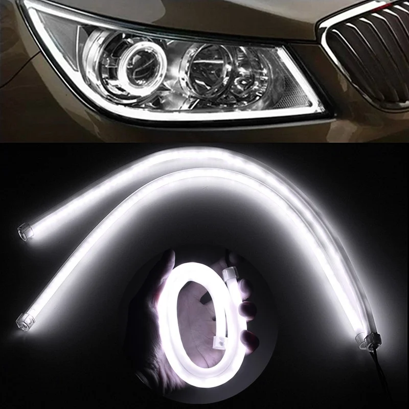 

2Pcs 60cm Flexible LED Tube Strip Daytime Running Light Parking Lamp White for Car Automobile