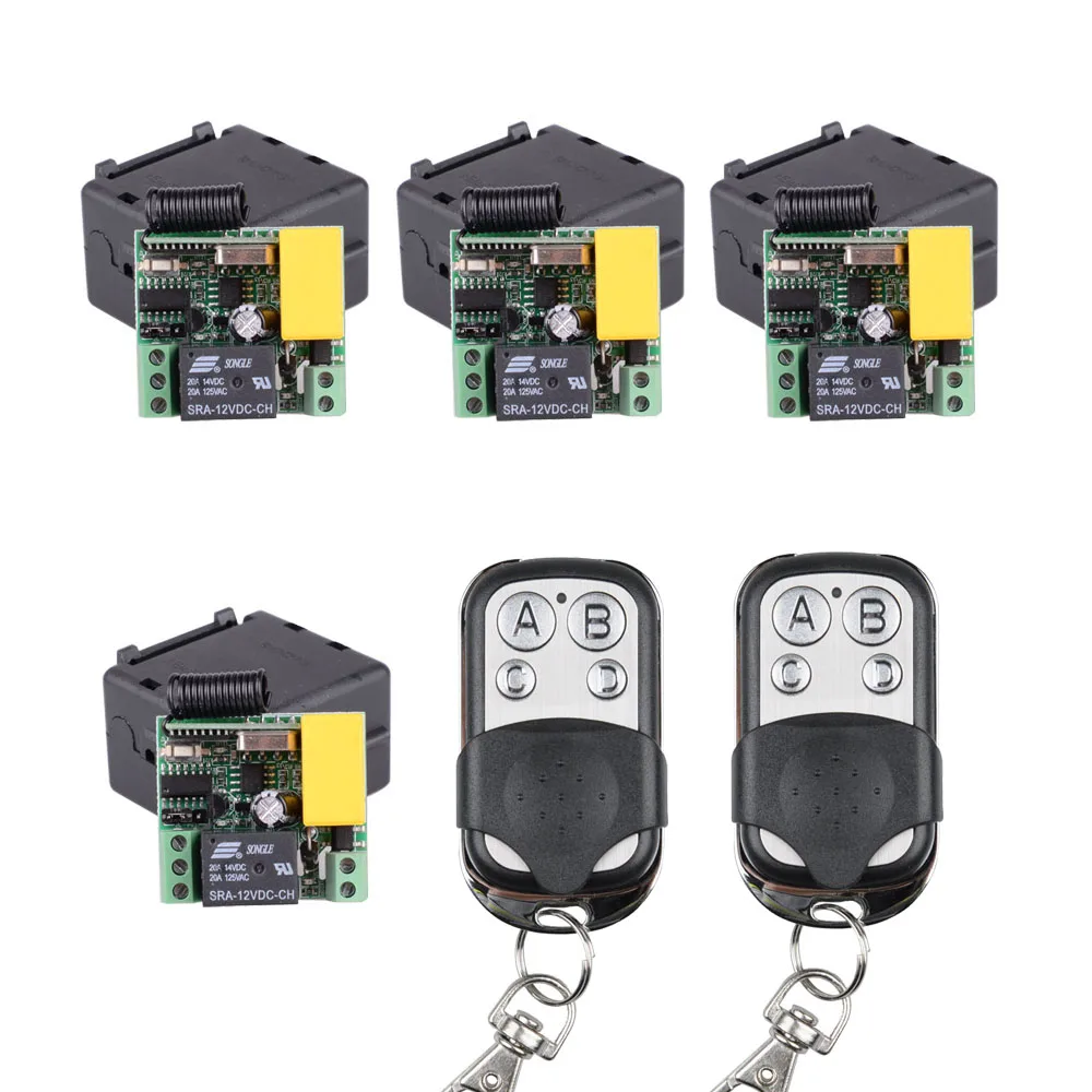 

Smart Home 4PCS 220V Mini Receiver + Transmitter ; AC 220V 10A Wireless Remote Control Wireless Light Switch System