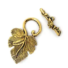 Замочки из цинкового металлического сплава в форме листа золотого цвета 37 мм x 23 мм(1 4/" x 7/8") 25 мм x 8 мм(" x 3/8"), 3 комплекта Новинка