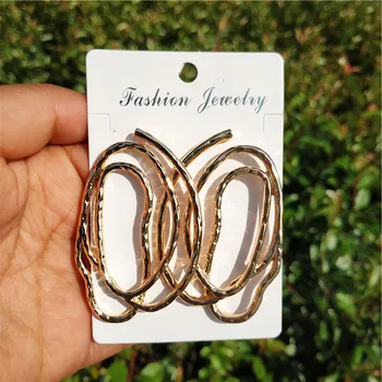

1 Dozen Punk Spiral Metal Earrings for Women Gold Color Statement Ear Studs Big Wholesale Female Party Wedding Jewellery 2019