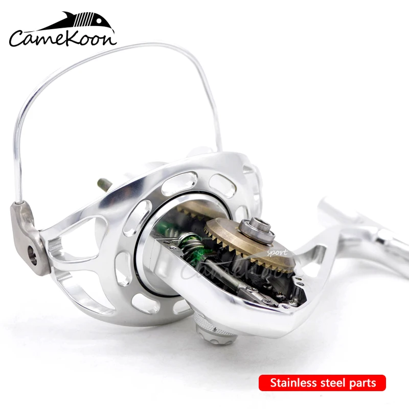 Carretel de Pesca Poderoso de Água Camekoon Fiação Liga Alumínio Usinado Salgada Surf Carretel Wt5000 - Wt6000 9 Carretilhas de pesca