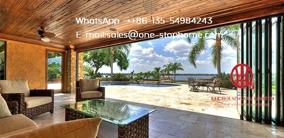  Decorative grill design aluminium glass folding doors exterioraluminum fiberglass soundproof bi fol