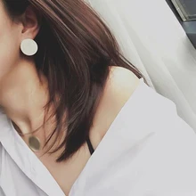 Poputton серебряные золотые большие круглые серьги-гвоздики для женщин ювелирные изделия минималистичные Модные женские черные круглые серьги с блестками