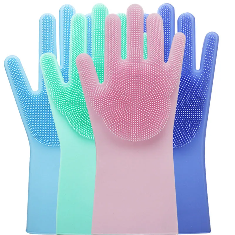 Hot Sale 1 Pair Silicone Dishwashing Gloves Soft Glove Multifunction