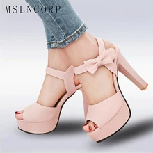 plus size 34-45 Women Sandals fashion peep toe sweet bowtie sexy high heel pumps platform shoes Party dress Princess Shoes цена plus size 34-45 Women Sandals fashion peep toe sweet bowtie sexy high heel pumps platform shoes Party dress Princess Shoes цены онлайн