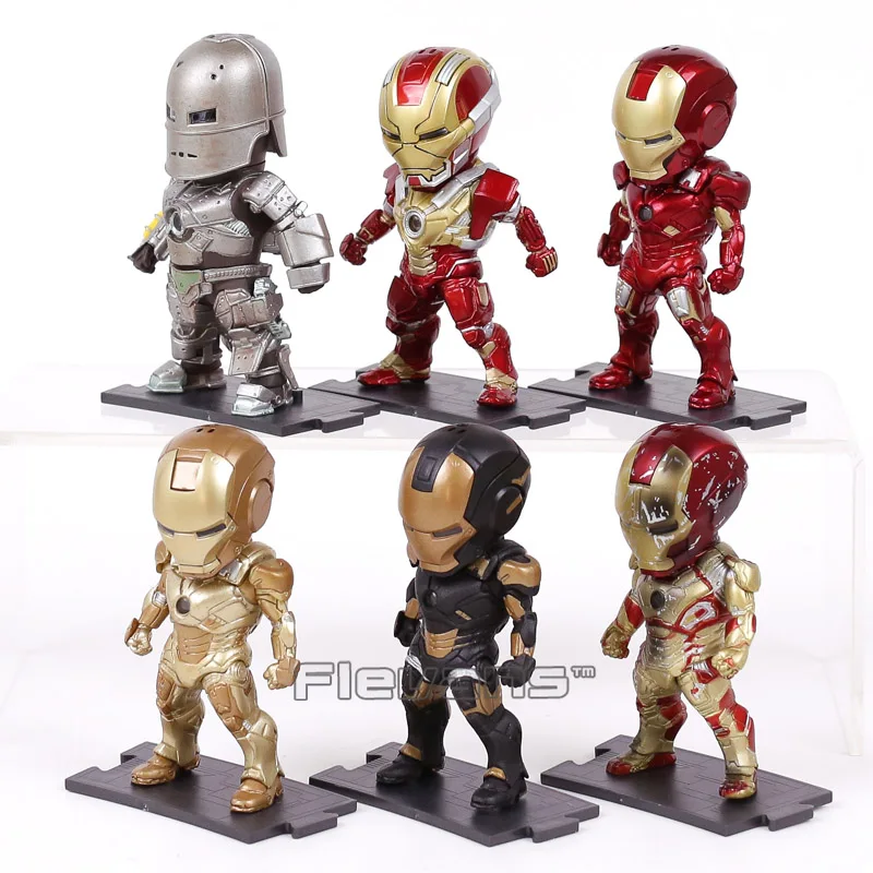 Egg Attack Iron Man Light & Action Function Iron Prtriot MK42 43 22 24 2 PVC Action Figures Collectible Model Toys 9cm 6pcs/set