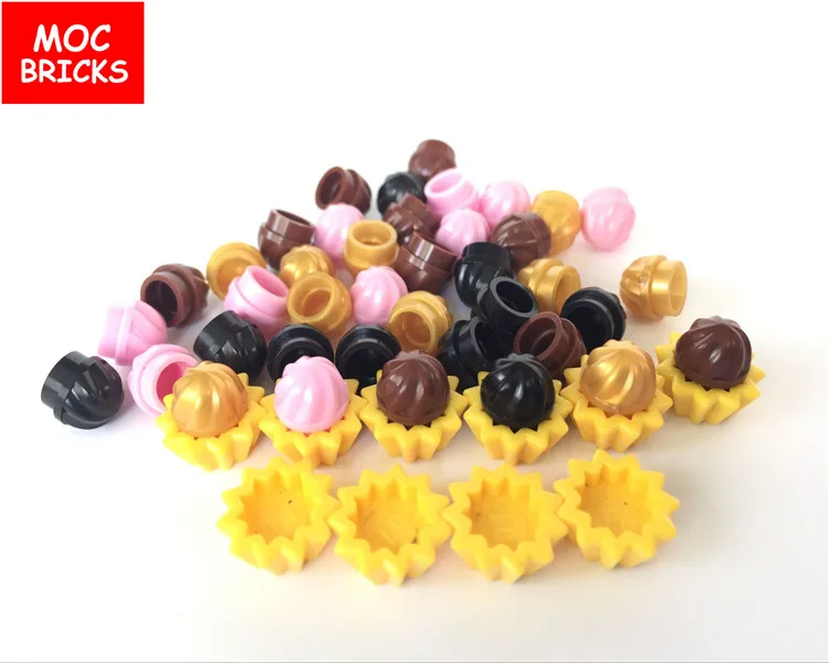 

10pcs/lot MOC Bricks Cup Cakes Food for figures Birthday Party DIY Toys Figure Educational Building Blocks mini dolls kids gifts