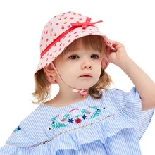 Детская шляпа лето Новое поступление детские для маленьких девочек с фруктовым принтом бантом пляж Кепки принцессы солнцезащитные кепки casquette enfant