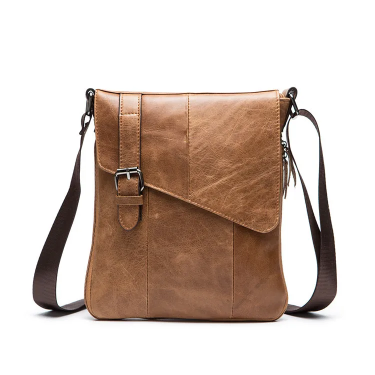 

100% Guarantee Natural Genuine Leather Bag Casual shoulder crossbody bag Vintage Full Grain Leather men messenger bags