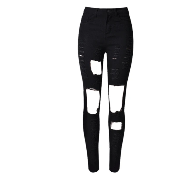 Black ripped jeans big holes Clearance