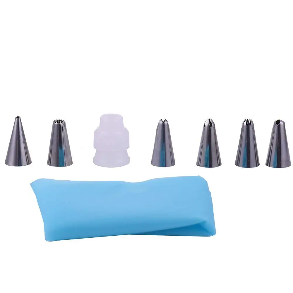 

6 Pcs Socket Stainless Steel Icing Pastry Piping Bag For Cake Decorating Colorful