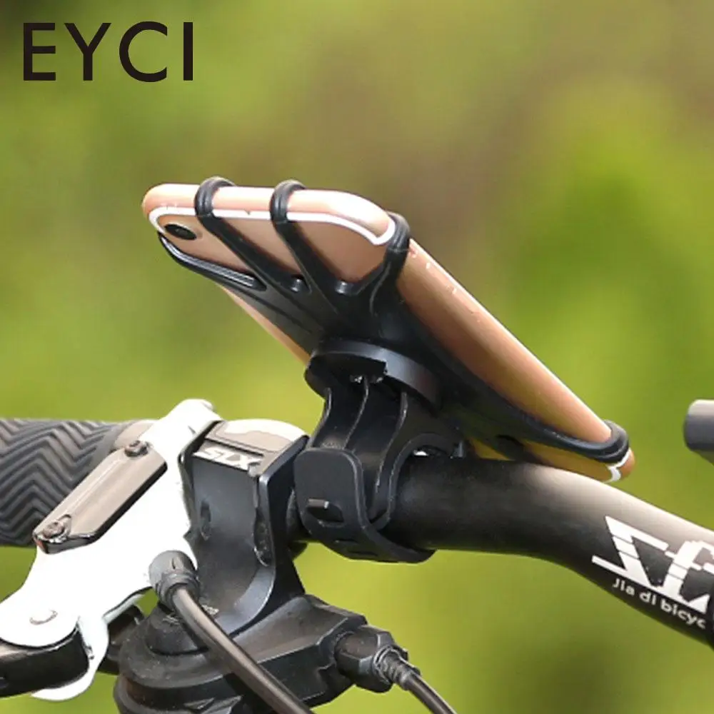 Cheap Silicone Black Bicycle Handbar Clip Cycling Tools Navigation Bracket Outdoor Bicycle Phone Holder Portable 0