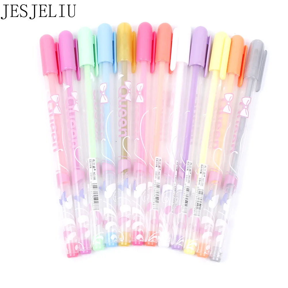 

0.8mm Candy Color Princess Style Multicolor Gel Ink Pen Drawing Pen Colorful DIY Diary Hand-painted pen School Office Supplies