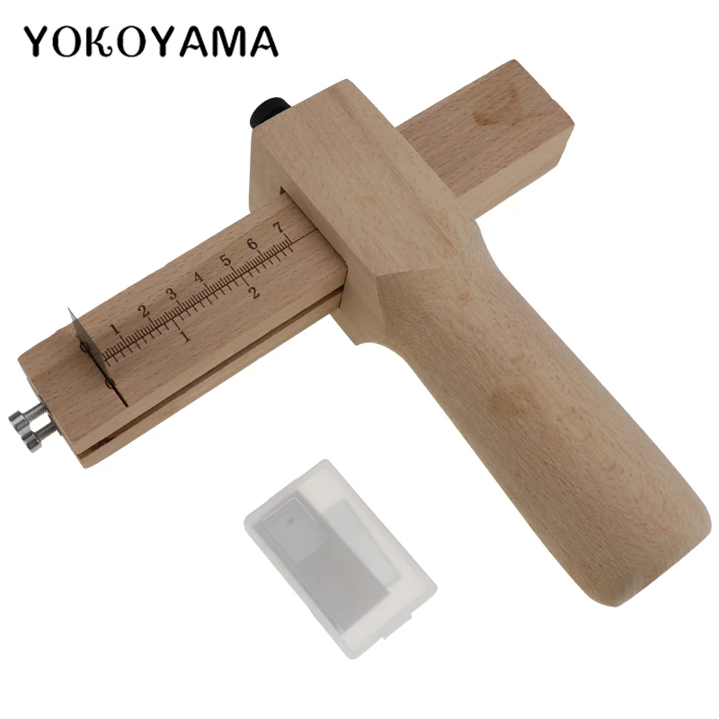 

YOKOYAMA Adjustable Leather Craft Cutter Strap Belt DIY Hand Cutting Tools Wooden Strip Cutter With Sharp Blades Sewing Gadget