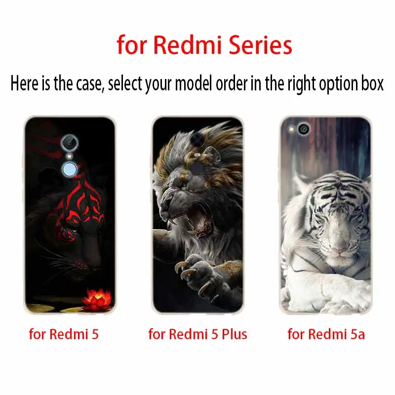 Свирепый Волк тигр лев Модный мягкий чехол из ТПУ с принтом &quotобложка для Xiaomi Redmi