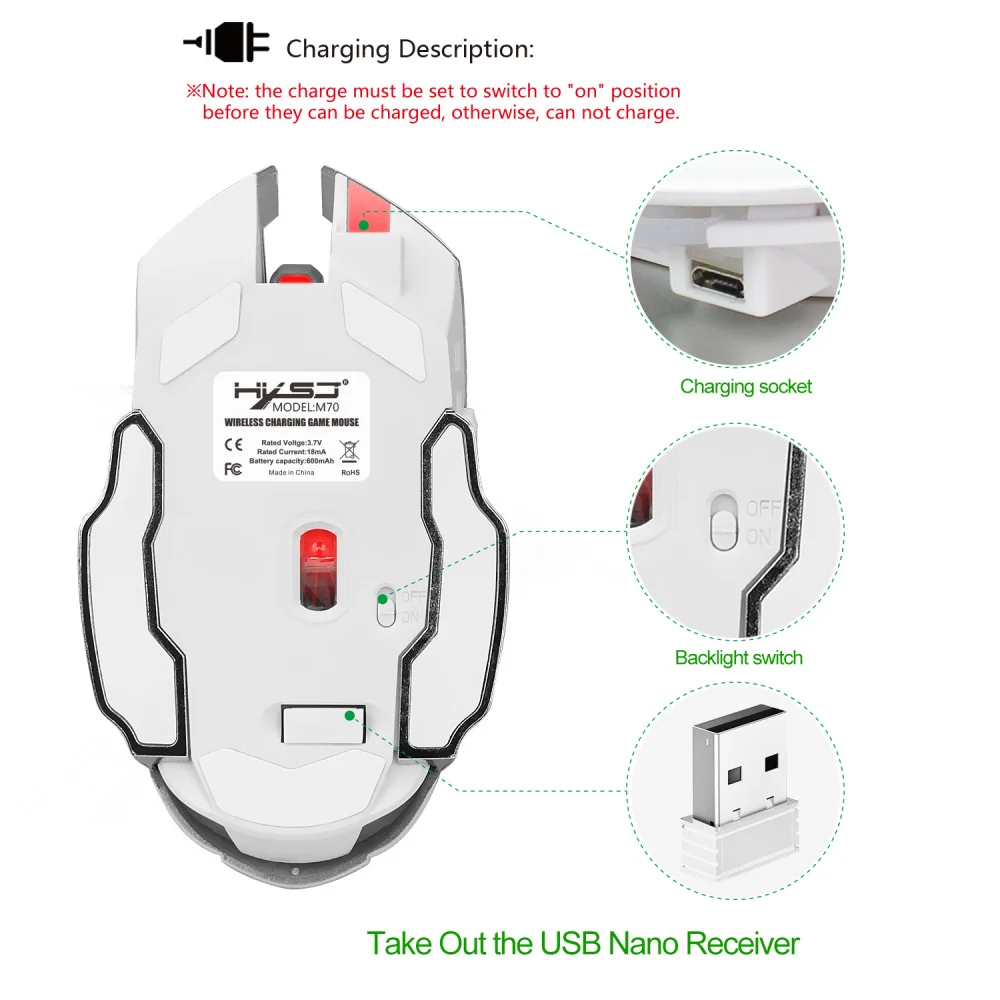 HXSJ новая USB Беспроводная мышь оптическая игровая мышь 2,4G 2400 dpi компьютерная мышь мини эргономичная мышь плеер ноутбук