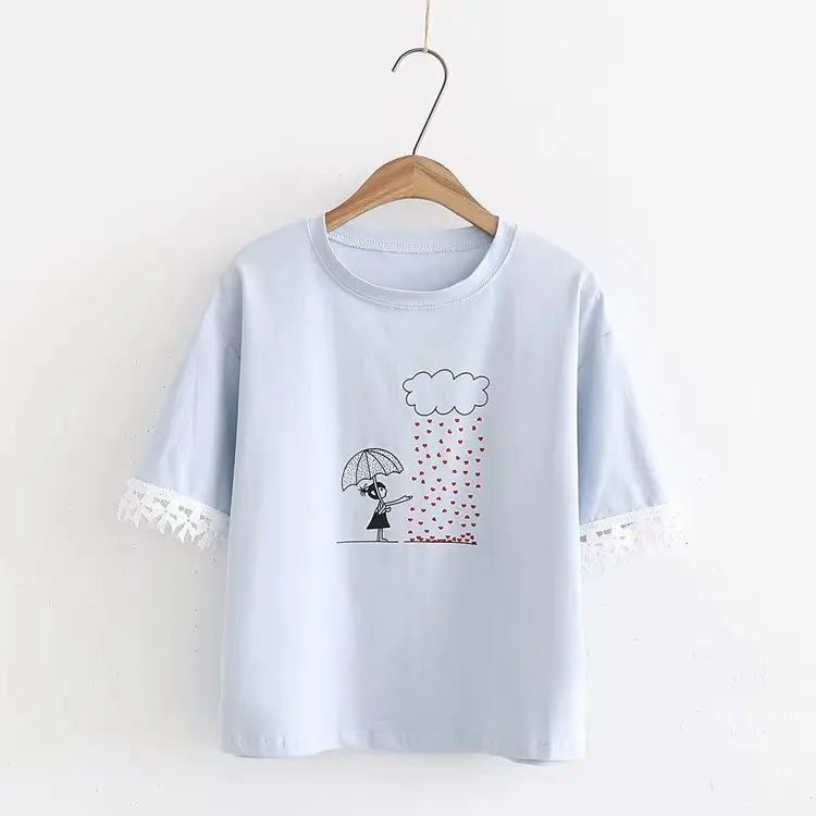 التي شيرت جولة المحملة قصيرة الأكمام 2018 الصيف ارتداء