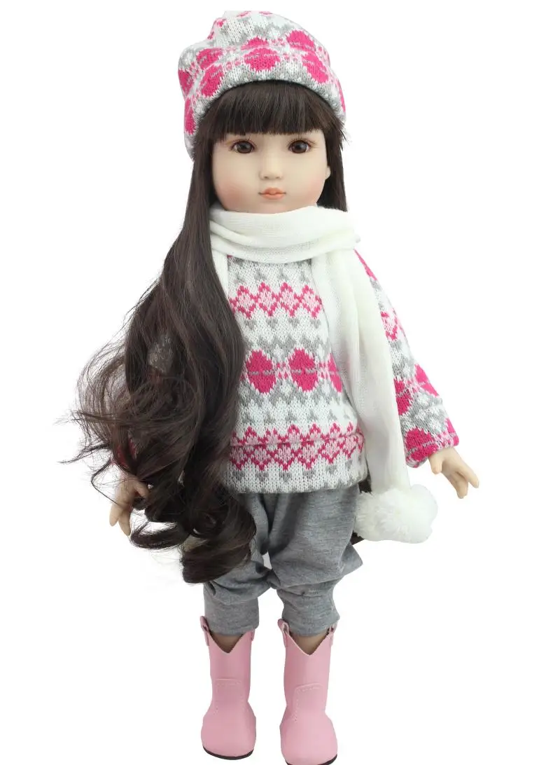 45cm Vinyl Plastic American Girls Dolls Toys Lifelike Princess Baby Toddler Doll Girl Brinquedos Babies's Birthday Gifts