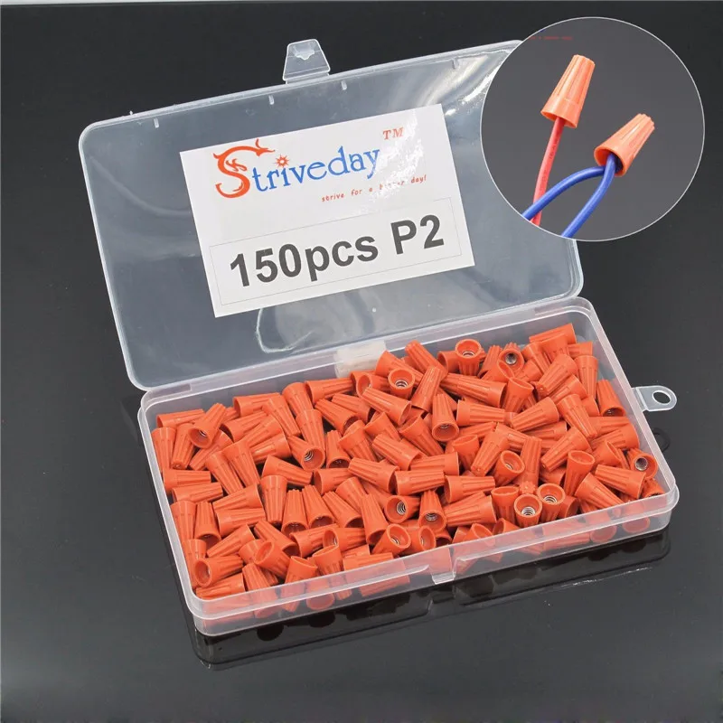 

150pcs/box P2 New Rotating terminal crimping cap P1 helical spring-type Terminal cap Orange color