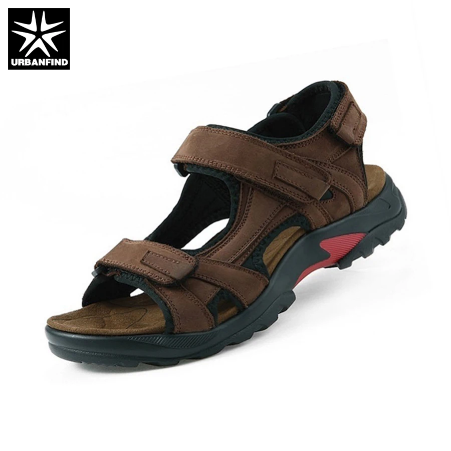 comprar Qualidade superior homens sandália sandálias de verão sandálias de couro genuíno dos homens sapatos ao ar livre sandálias de couro dos homens plus size 46 47 48