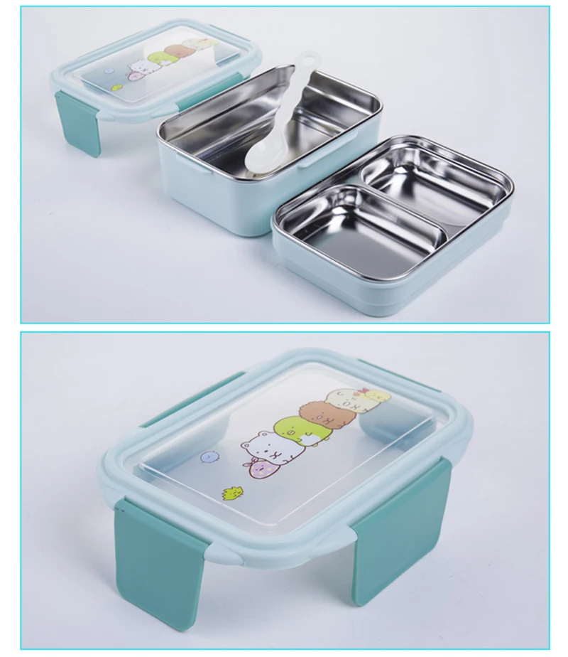 TUUTH Cartoon Lunch Box  Stainless Steel Double Layer Food Container Portable for Kids Kids Picnic School Bento Box B6