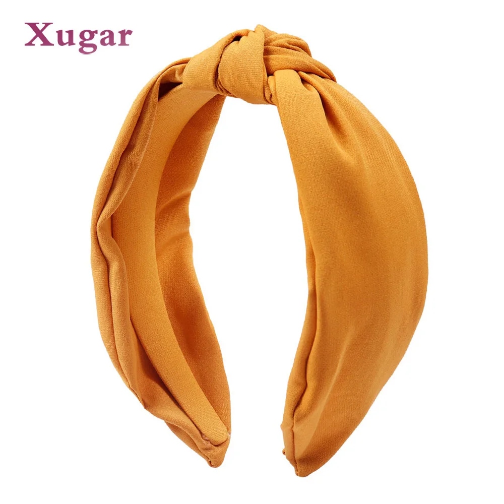 

Fashion Women Top Knot Turban Headband Solid Soft Yellow Black Hairband Simple Style Elastic Hairband Hair Accessories Hair Hoop