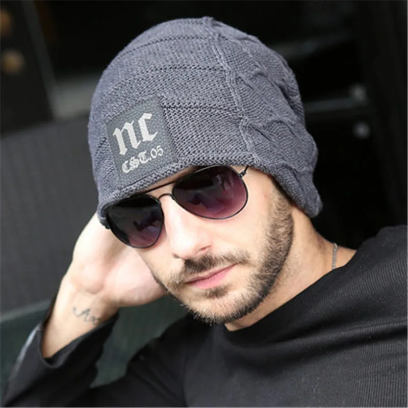 Мужская зимняя Лыжная Шапочка Gorro Gorros De Lana Gorras теплая шапка Chapeu Cappelli Beanies Bonnet Masculino Casquette Toca головные уборы - Цвет: B Gray