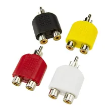4Pcs/lot AV Video Plug Converter RCA Y Splitter 1 Male to 2 Female Adapter Kit Lotus Colorful AV Jack RCA Plug To Double Adaptor