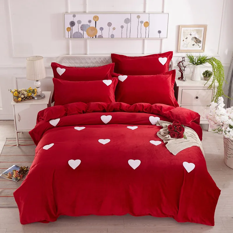 Thick Crystal Velvet Bedding Set Double Queen Children Adult Winter