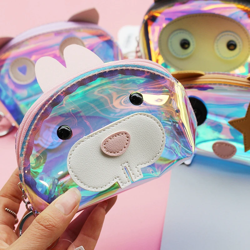 

Fashion Animal Rabbit Laser Coin Bag Headset Storage Purses Colorful Mini Boy Girl Change Zipper Simple Children Money Pouch