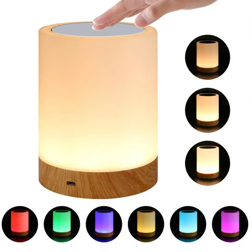 

6 Colors Light-adjustable LED Colorful Innovative Grain Rechargeble Little Nightlight Table Bedside Nursing Lamp Breathing Touch