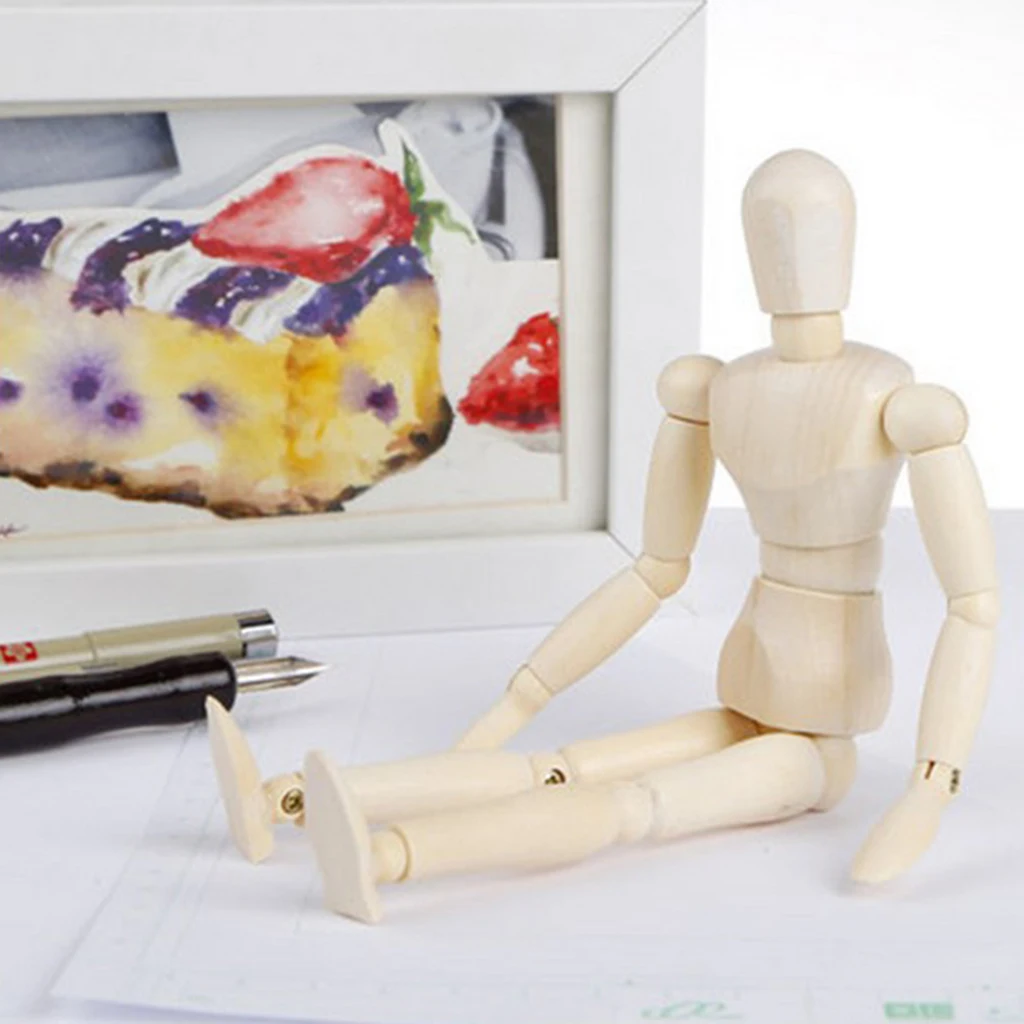 Wood 4.5'' Manikin Articulated Mannequin With Flexible Body - Perfect Unpainted Unisex Human Model
