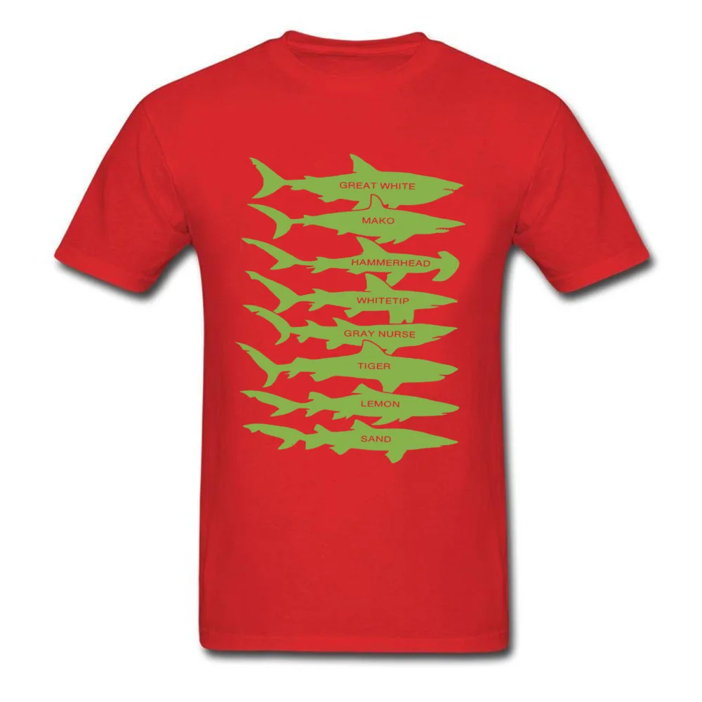 Shark Types Men Company Casual Tops T Shirt Round Collar Autumn 100% Cotton T-Shirt Group Short Sleeve T-shirts Shark Types red