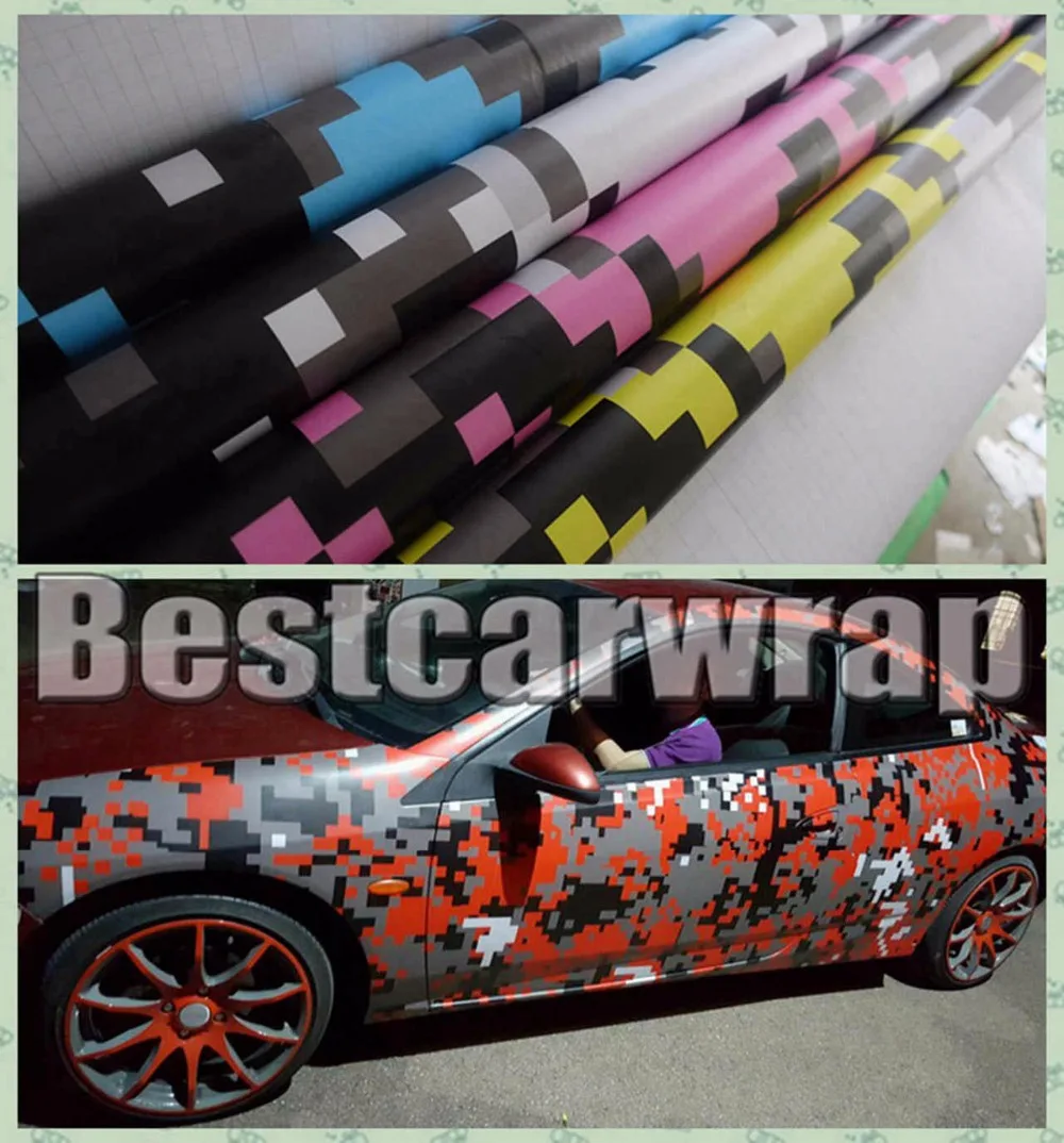 

1.52x30m/Roll Pixel Camouflage Vinyl Car Wrap VARIOUS COLOURS with Air BUBBLE Free Printed Truck Car Wrapping Foil DIY STICKERS