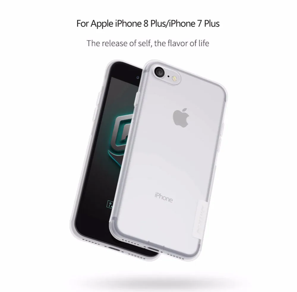 NILLKIN для iPhone 7 8 Plus Чехол Мягкий ТПУ силиконовый прозрачный чистый чехол для Apple iPhone7 iPhone8 Plus задняя крышка+ Пылезащитная заглушка