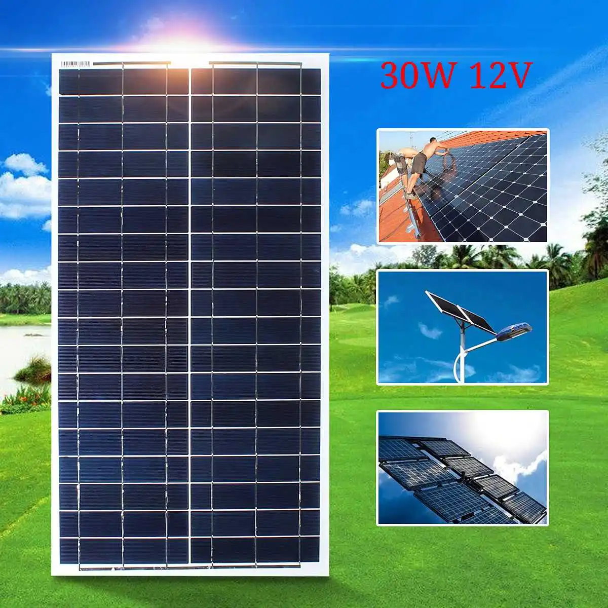 

KINCO High Conver Rate Solar Panel +5 Meter Clip Cable DIY Steady Solar Power For Housing Power Supply Car Battery