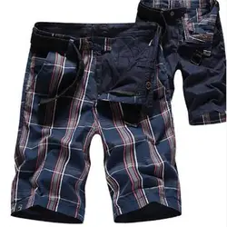 2018 модные Для мужчин хлопок Повседневное клетчатые шорты летние мужские Пляжные шорты Для мужчин высокое качество Повседневное