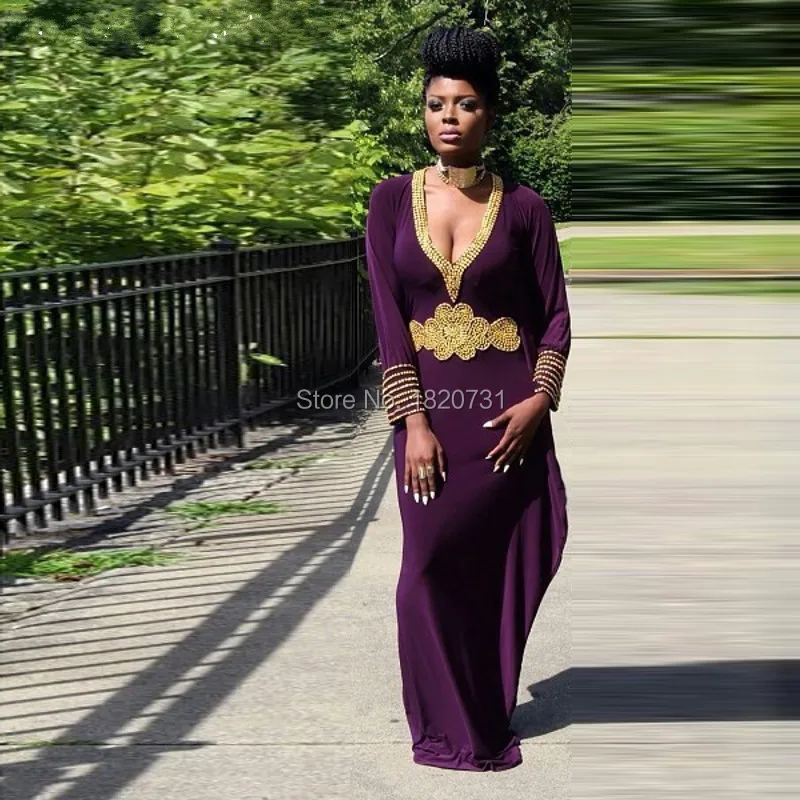 Robe-De-Soiree-2016-Purple-Evening-Gowns-Long-Sleeves-Gold-Beaded-Chiffon-V-Neck-Dubai-Kaftan(1)