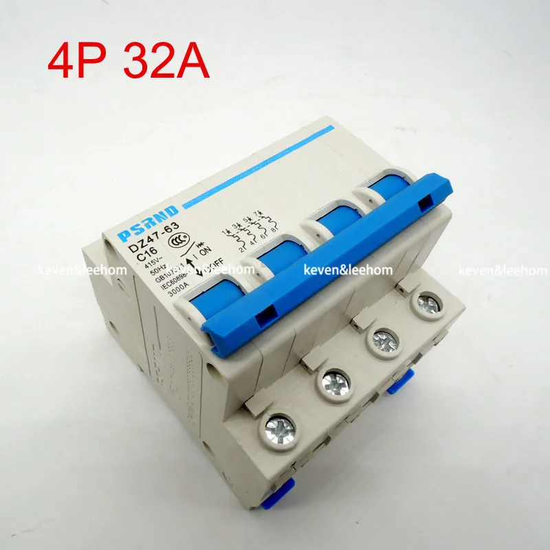 

DZ47 4P 32A AC 230V 400V Circuit breaker MCB Household air switch without leakage C type