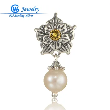100% colgante de perlas de agua dulce naturales genuino esterlina 925 Plata de la joyería de las mujeres blanco joyas con perlas joyería a la moda GW S292H20