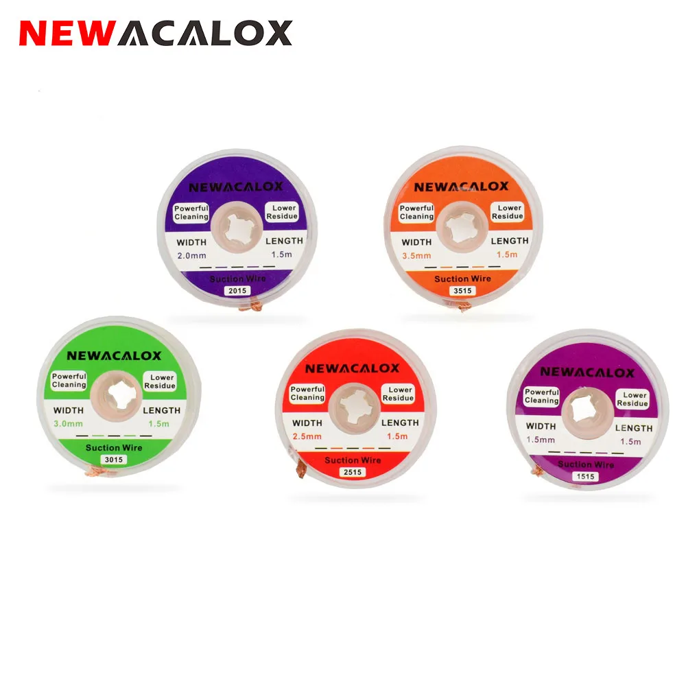 NEWACALOX припоя провода 1,5/2,0/2,5/3,0/3,5 мм Оловоотсос-припоя паяльной провод оплетки для печатные платы из олова удалить сварки инструмент газовой горелки