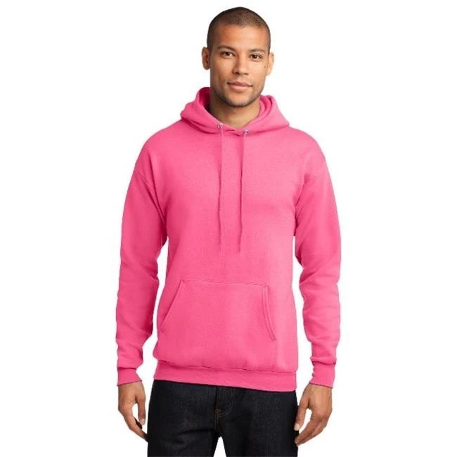 Port & Company PC78H Mens Core Fleece Pullover Hooded Sweatshirt Neon Pink - Small