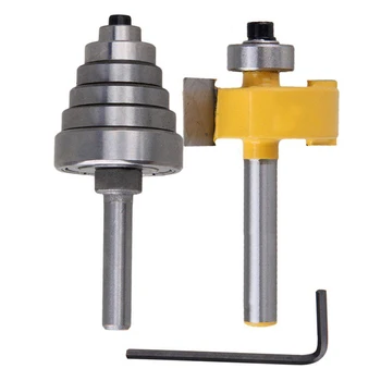 

2Pcs Cemented Carbide Rabbet Router Bits 1/4" Shank with 6 Adjustable Bearing