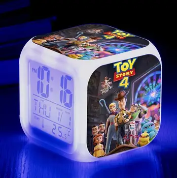 

Hot sale Toy Story 4 Buzz Lightyear Forky Bunny Alien Woody Jessie Alarm Clock Vinyl Night Light Toy Figures For Gifts