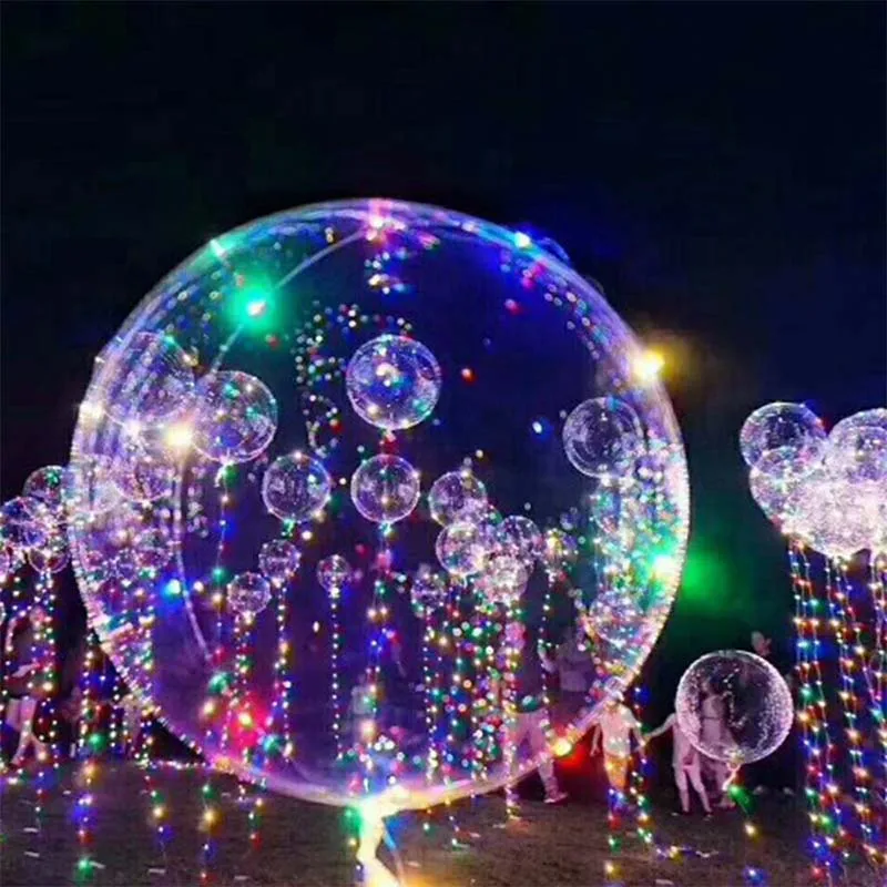 

18 Inch Luminous Led Balloon Balloons Outdoor Inflatable Toys for Kids Toy 3 m LED Air Balloon String Lights Round Bubble Helium