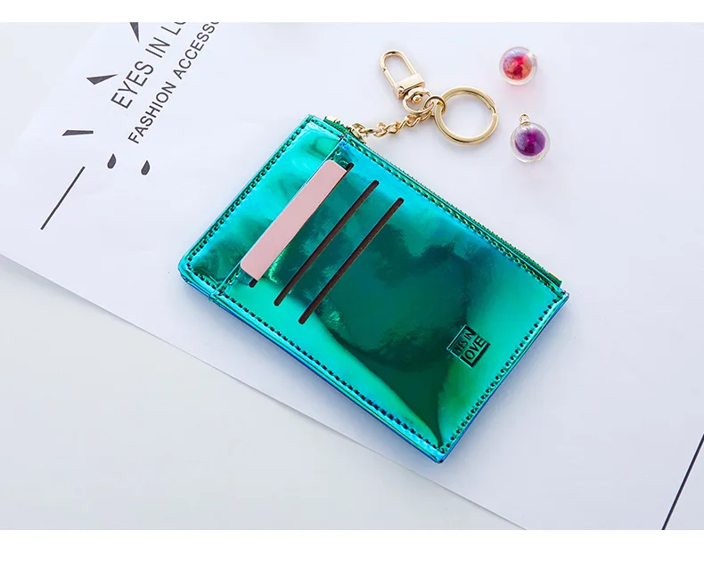 Зеленый Многофункциональный мини-кошелек женский модный яркий кошелек для денег женский светильник складной держатель для карт